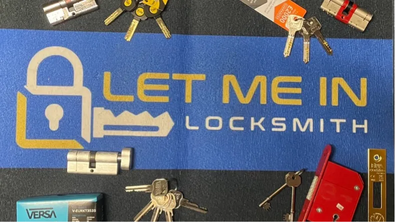 Let Me In Locksmith tools and replacement locks on the branded work mat